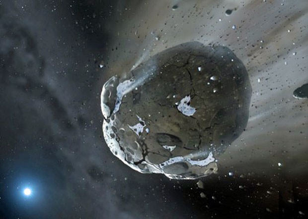 Concepção artística mostra o asteroide GD 61 (Foto: Mark Garlic/Warwick & Cambridge Universities/AFP)
