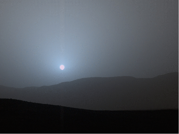 Sequencia de imagens mostra pôr do sol em Marte (Foto: NASA/JPL-Caltech/MSSS/Texas A&amp;M Univ.)