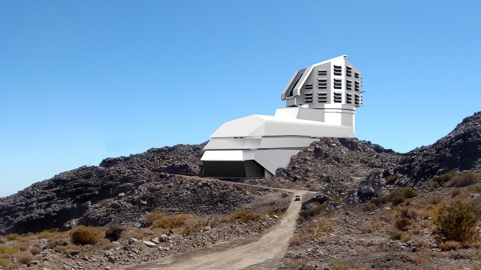 Ilustração mostra como ficará o telescópio LSST, que será construído em montanha do Chile (Foto: Reprodução/LSST)