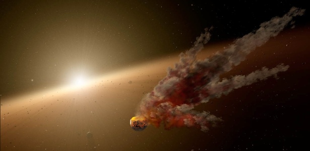 Spitzer registrou erupção de poeira causada pela colisão de dois entre asteroides 