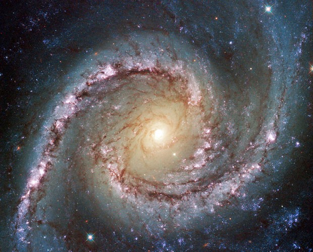 Imagem do telescópio Hubble mostra a galáxia NGC 1566, localizada a 40 milhões de anos-luz da Terra (Foto: Nasa/ESA/Hubble/AFP)