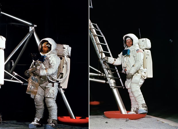 Aldrin e Armstrong durante treinamento da Nasa (Foto: Arquivo/Nasa)