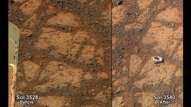 Segundo Nasa, fragmento se soltou de uma rocha maior (Foto: NASA/AP)