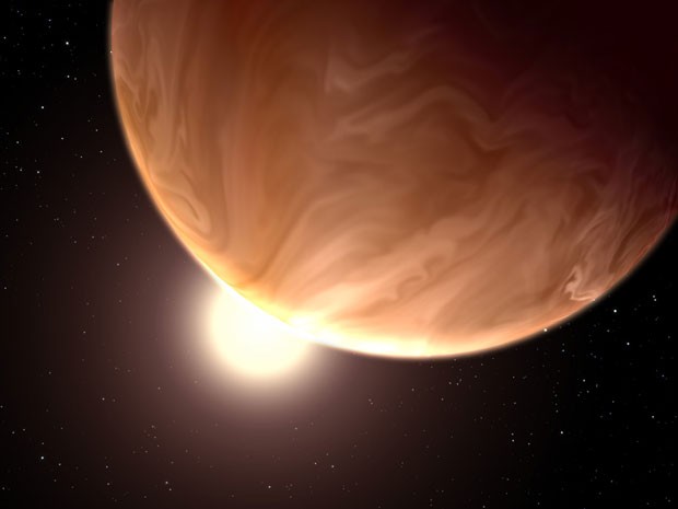 Ilustração de um exoplaneta com nuvens em sua atmosfera (Foto: Space Telescope Science Instutute/Divulgação)