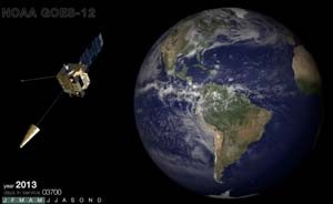 O satélite GOES-12, do NOAA (Foto: Reprodução/ NOAA/ TouTube)