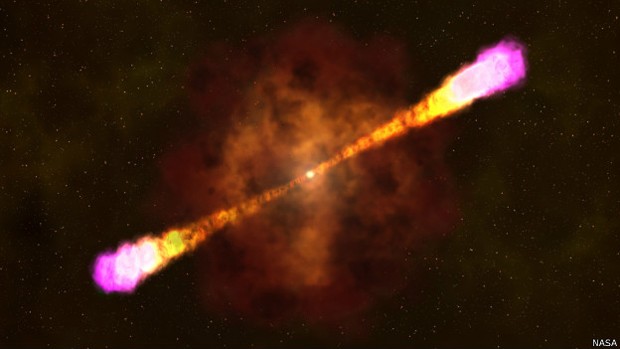 Explosões cósmicas como essa espalham muita radiação pelo cosmo. (Foto: BBC)