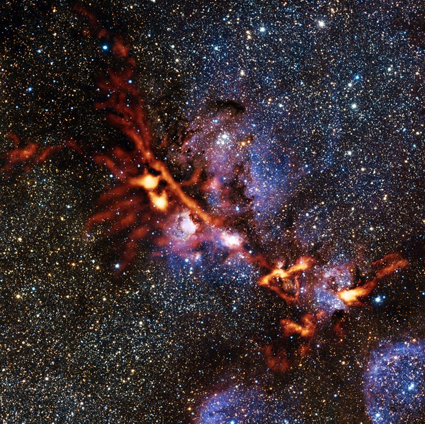'Maternidade' de estrelas, Nebulosa Pata de Gato fica na constelação de Escorpião (Foto: ArTeMiS team/Ph. André, M. Hennemann, V. Revéret et al./ESO/J. Emerson/VISTA Acknowledgment: Cambridge Astronomical Survey Unit)