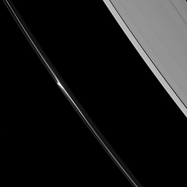 Minijato' aparece no anel F de Saturno (Foto: Nasa/JPL-Caltech/Space Science Institute )