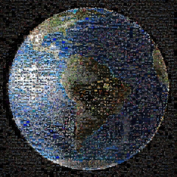 Mais de 1.400 imagens de internautas ao redor do mundo compõem foto da Terra (Foto: Nasa/JPL-Caltech/AFP)