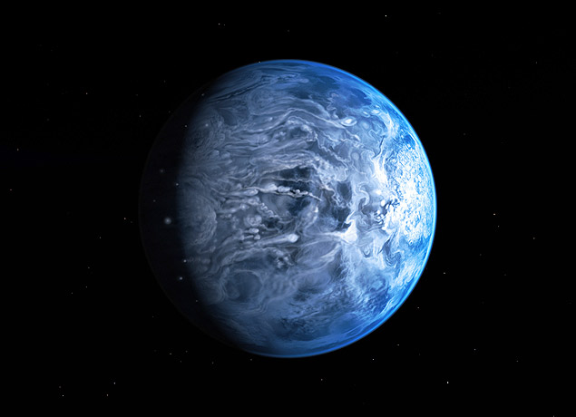 Concepção artística do planeta HD 189733b, um gigante gasosos gigante cuja órbita é muito próxima de sua estrela