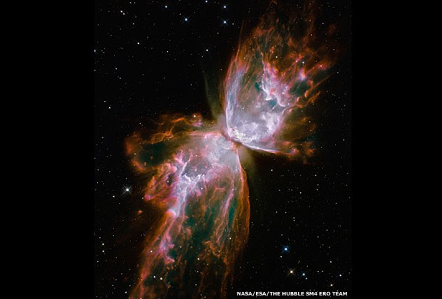  No mundo das imagens do espaço, os astrônomos usam paletas de cores diferentes para dar vida e cores até às áreas mais escuras do espaço. Acima, a Nebulosa Borboleta (Foto: Nasa/ESA and the Hubble SM4 ERO Team Hubble Space Telescope, 2009)
