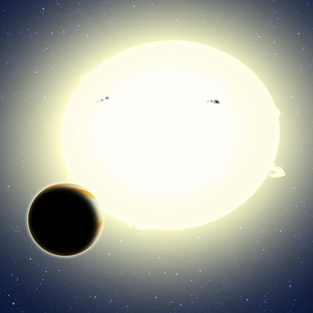 Desenho ilustra efeitos observados no novo método, usado para descobrir Kepler 76-b (Foto: David A. Aguilar (CfA))