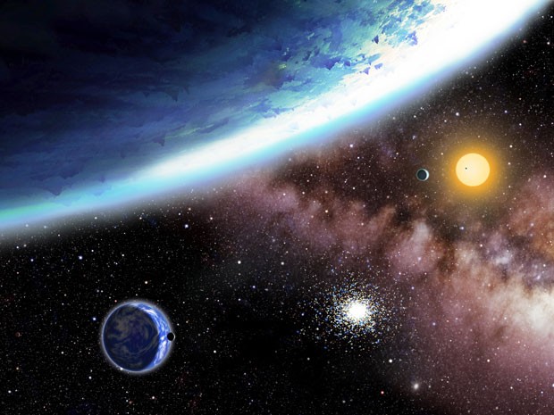 Ilustração do sistema solar Kepler-62 (Foto: AP Photo/Harvard Smithsonian Center for Astrophysics)