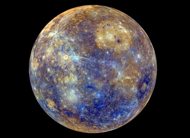 Imagem colorida do planeta Mercúrio divulgada pela Nasa (Foto: Nasa/AFP)