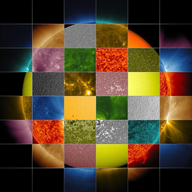 Sol é visto em diferentes comprimentos de onda (Foto:  Nasa/SDO/Goddard Space Flight Center)
