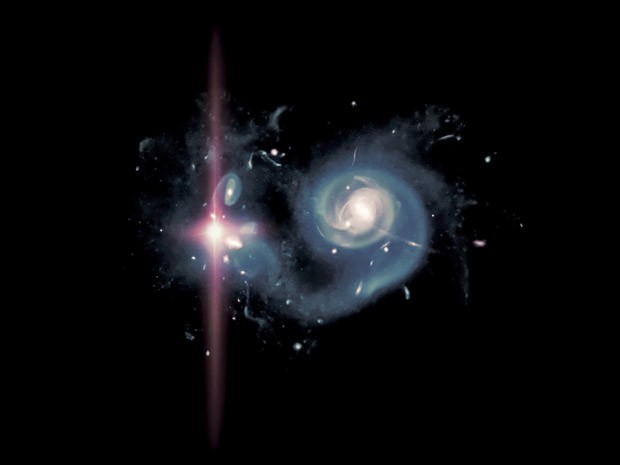 Simulação de uma supernova 'superluminosa' no ambiente dos primórdios do Universo (Foto: Adrian Malec e Marie Martig/Swinburne University)