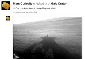Check-in do robô Curiosity, que pousou em Marte em agosto, no serviço Foursquare (Foto: Divulgação/Fousquare)