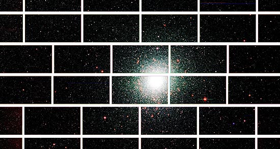 Imagem aproximada de uma das fotos liberadas pela Decam mostra aglomerado globular 47 Tucanae, que está localizado a aproximadamente 17 mil anos-luz da Terra 