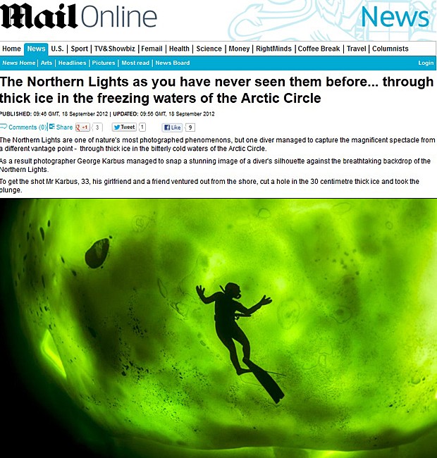 Aurora boreal (Foto: Daily Mail/Reprodução)