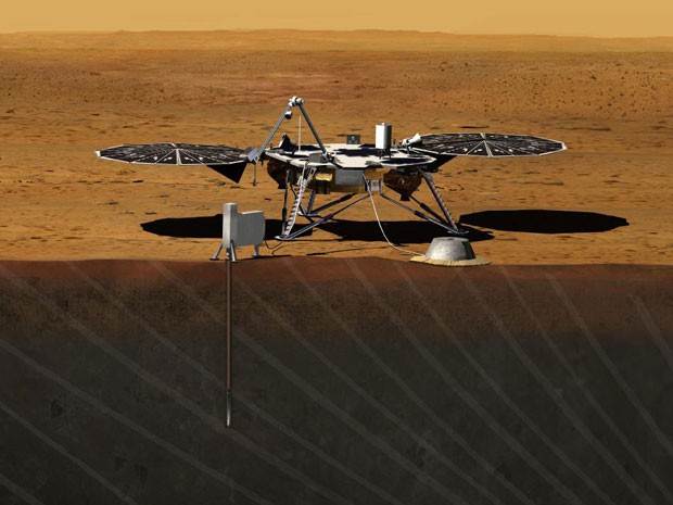 Ilustração de como será a exploração de Marte pelo InSight (Foto: Nasa/JPL)