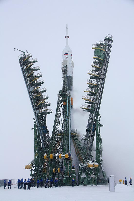 Base de lançamento russo no Cazaquistão; tempo ruim não afetou partida da nave Soyuz em direção à ISS