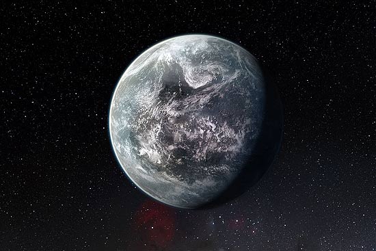 Ilustração artística do HD 85512b, planeta localizado fora do Sistema Solar que pode conter água líquida
