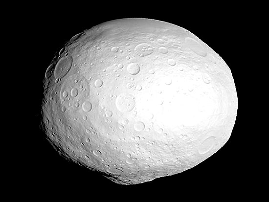 Modelo do Vesta proposto por pesquisadores a partir de dados da Nasa sobre o asteroide