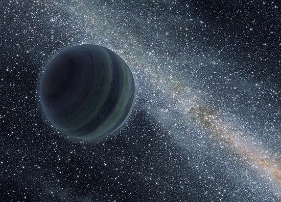 Concepção artística de planeta que flutua livremente sem orbitar uma estrela (Associated Press)