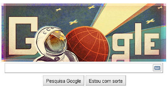 Página inicial do Google feita em homenagem ao russo Yuri Gagárin, 50 anos após 1º voo espacial tripulado