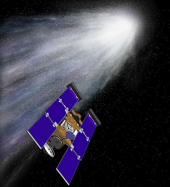 Ilustração da nave espacial Stardust que, nos últimos 12 anos, se dedicou à pesquisa de cometas