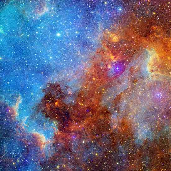 Nebulosa ganhou nome pela semelhança com o continente da América do Norte; na foto, aparece em azul