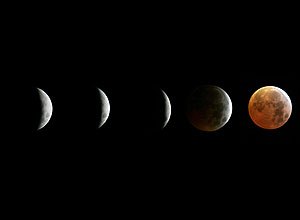 Imagem mostra estágios de eclipse lunar; fenômeno será na madrugada de terça e estará pouco visível na América do Sul