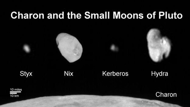  Charon (embaixo) é o maior satélite de Plutão, com 1.212 km de diâmetro  (Foto: Nasa/Divulgação)