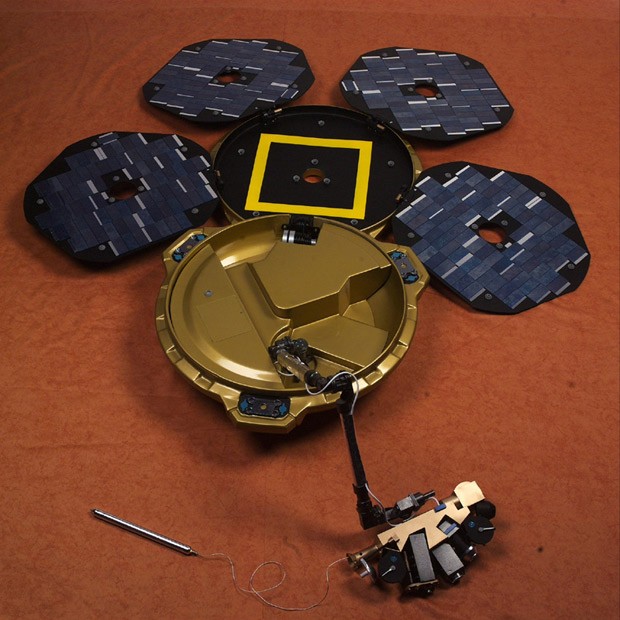  Foto divulgada pela Nasa mostra sonda Beagle 2, perdida em 2003 e encontrada por satélite que orbita Marte (Foto: Nasa/Divulgação)