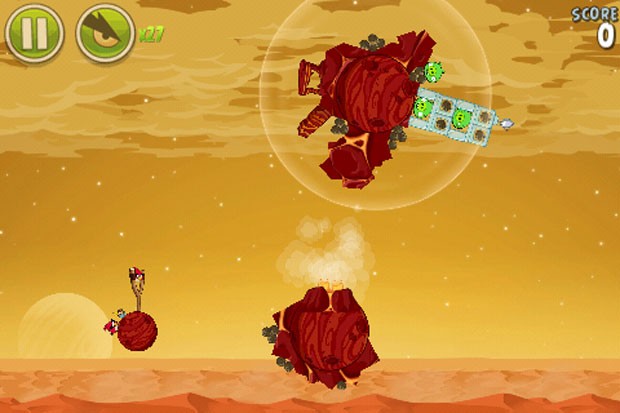 Novas 20 fases de 'Angry Birds Space' são inspiradas em Marte (Foto: Reprodução)