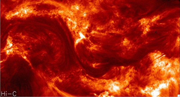 Imagem gravada por equipamento da Nasa mostra parta ativa do Sol. (Foto: Divulgação/Nasa)